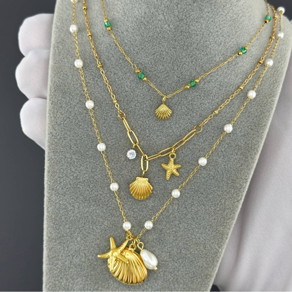 Ocean-Inspired Gold Charm Necklace - Picture 3 of 4